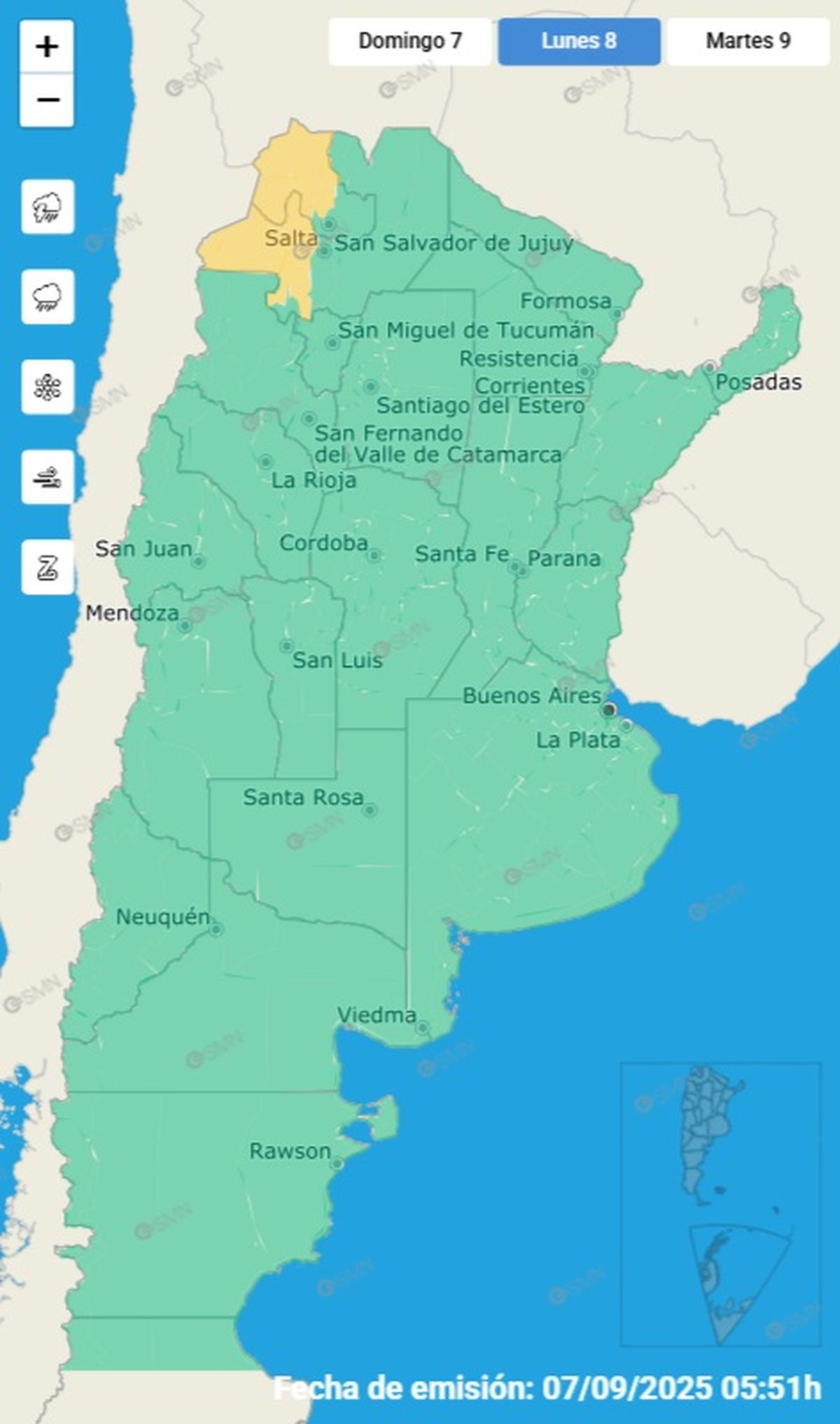 Esta son las provincias afectadas este lunes Esta son las provincias afectadas este lunes