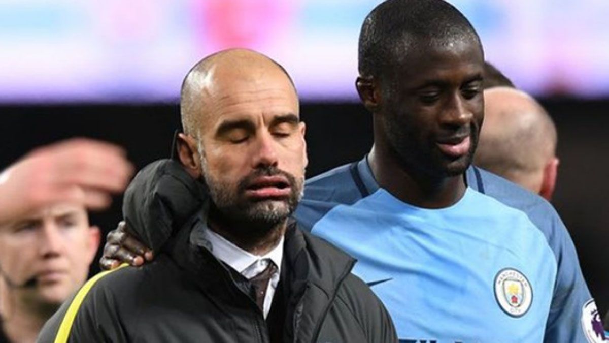 Guardiola y Touré juntos en el Manchester City