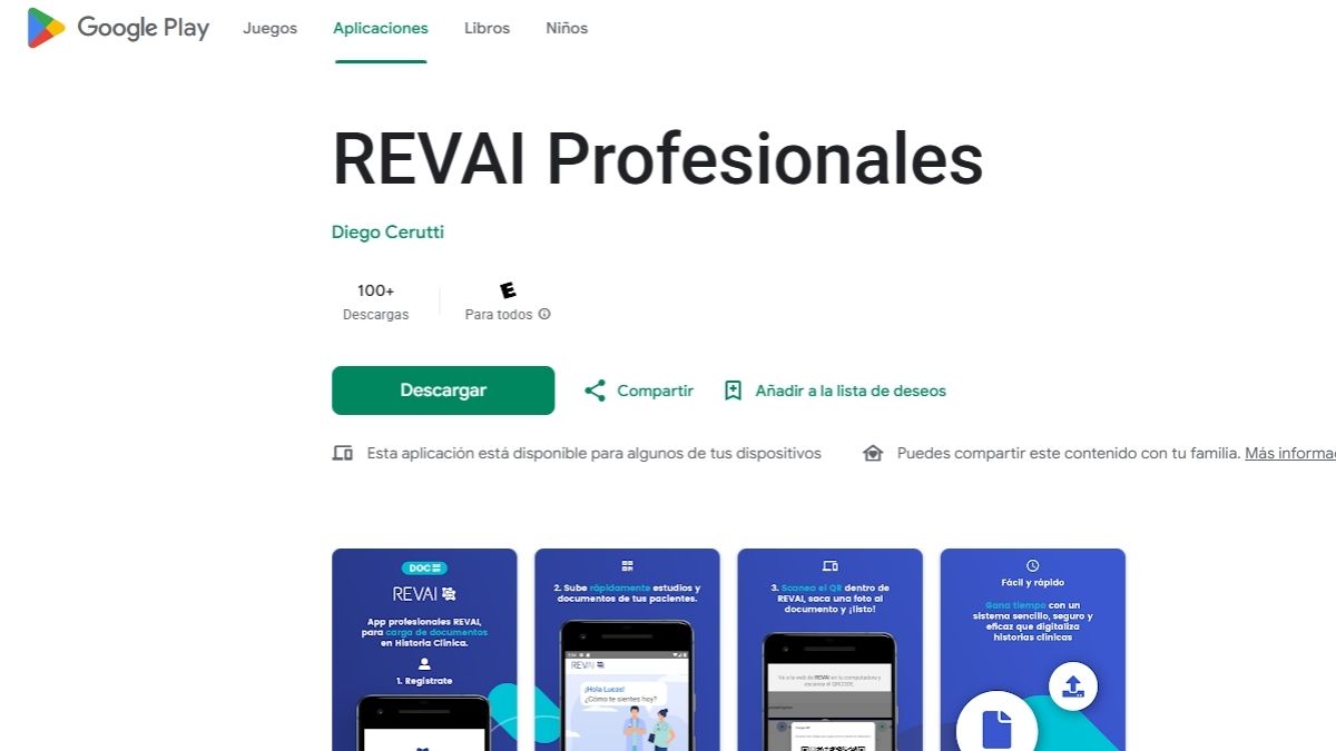 La app de REVAI que el Instituto Zaldívar dispuso para médicos.