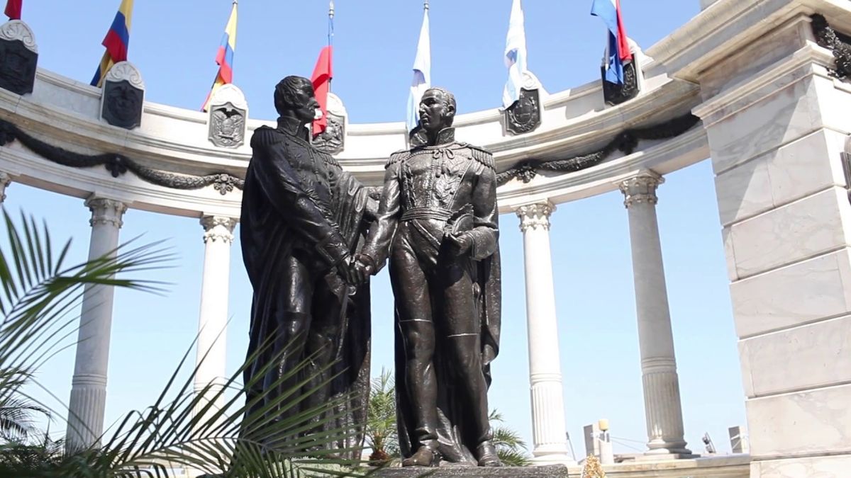 San Martín y Simón Bolívar en Guayaquil. San Martín y Simón Bolívar en Guayaquil.