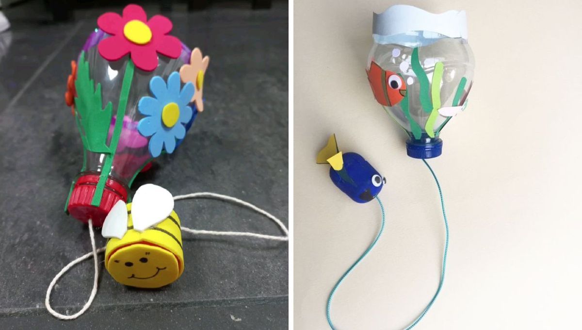 Balero con botella de plástico. Balero con botella de plástico.