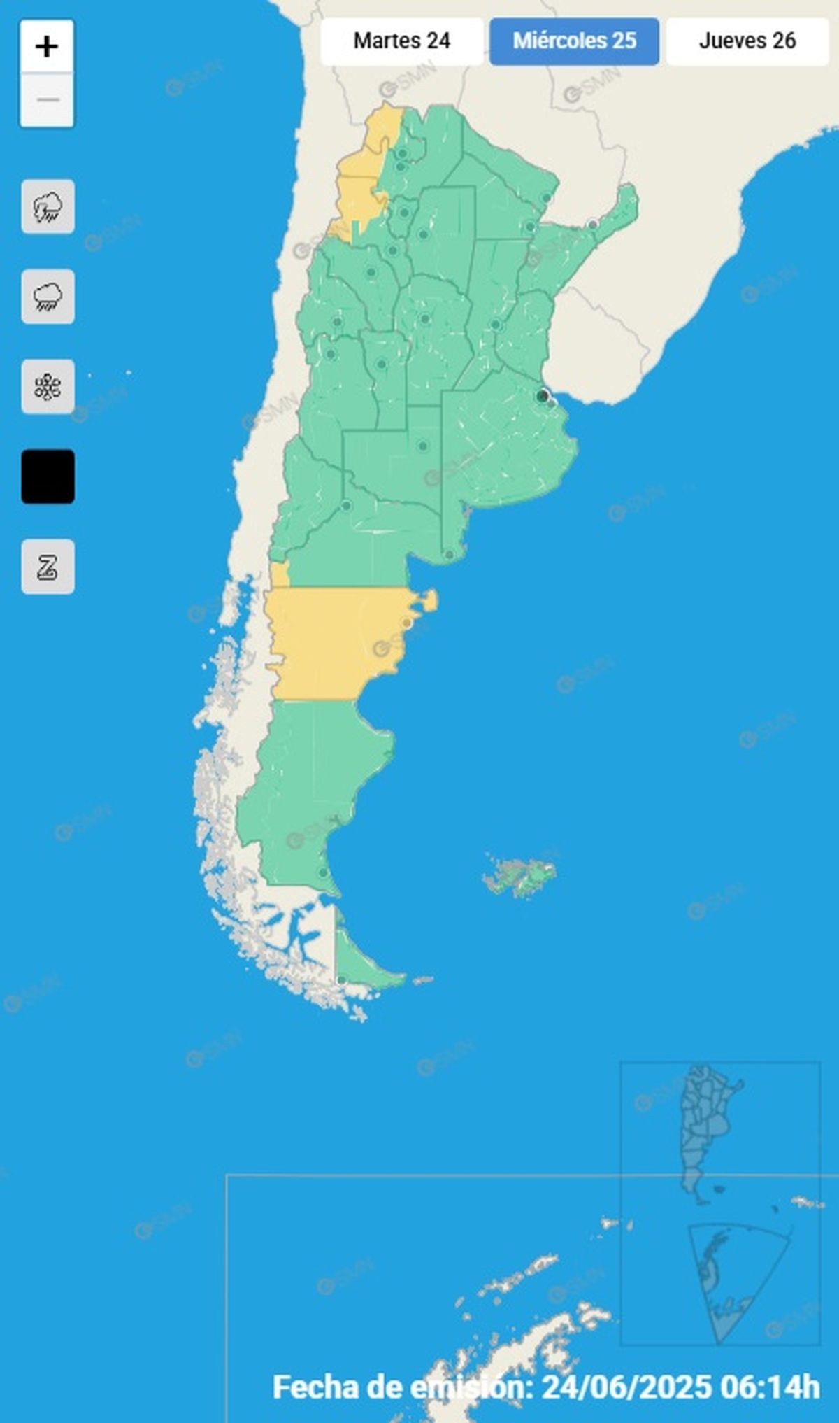 Estas son las provincias en alerta Estas son las provincias en alerta