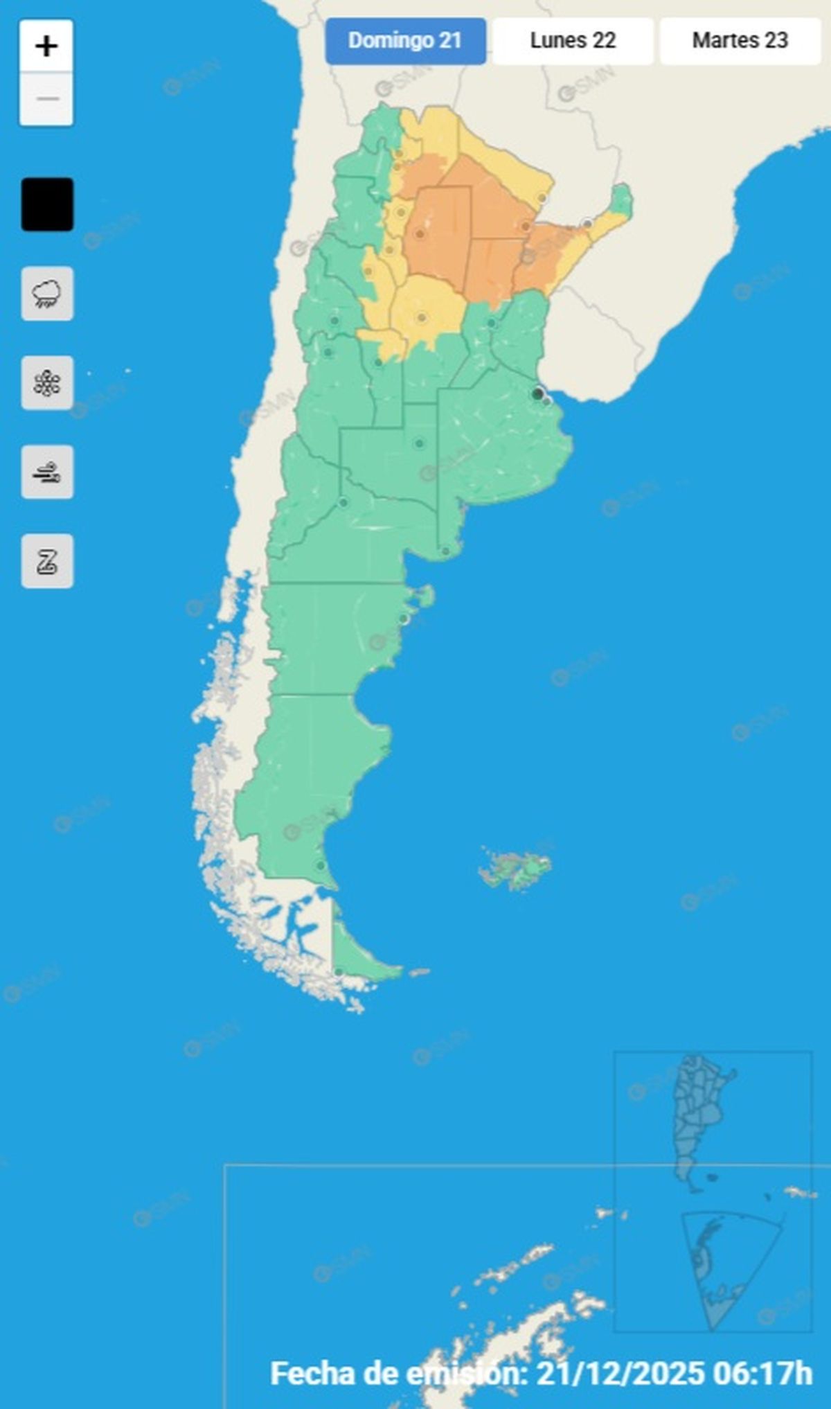 Estas son las provincias en alerta.