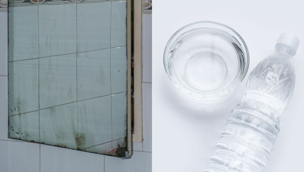 Usa vinagre para eliminar las manchas del espejo. Usa vinagre para eliminar las manchas del espejo.