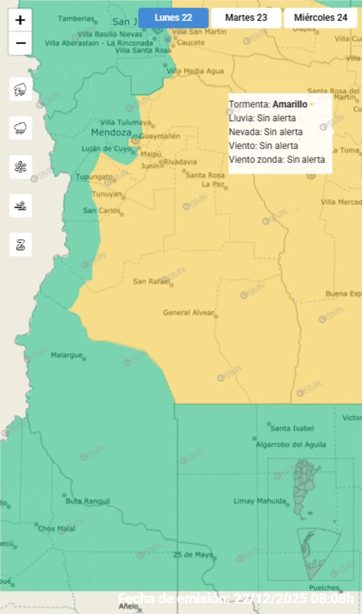 Estos son los departamentos en alerta.