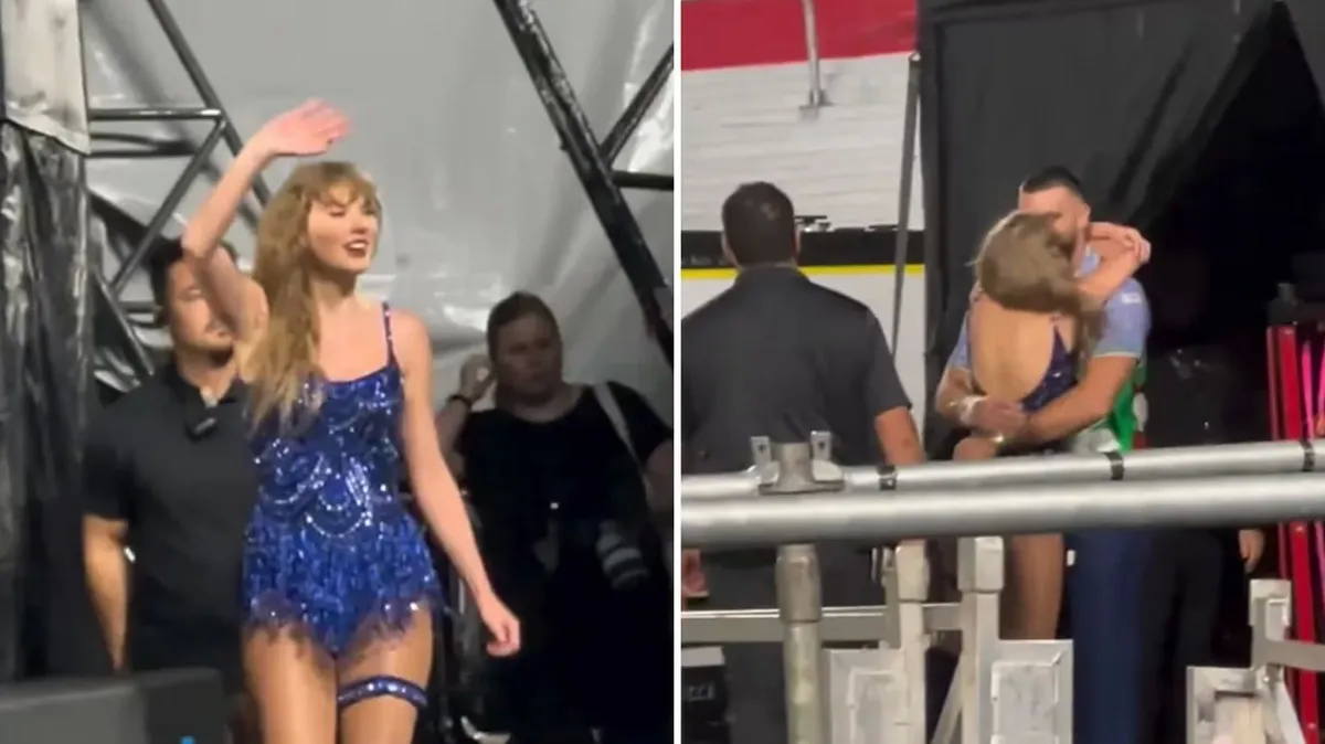 Taylor Swift a los besos con su novio Travis Kelce en River