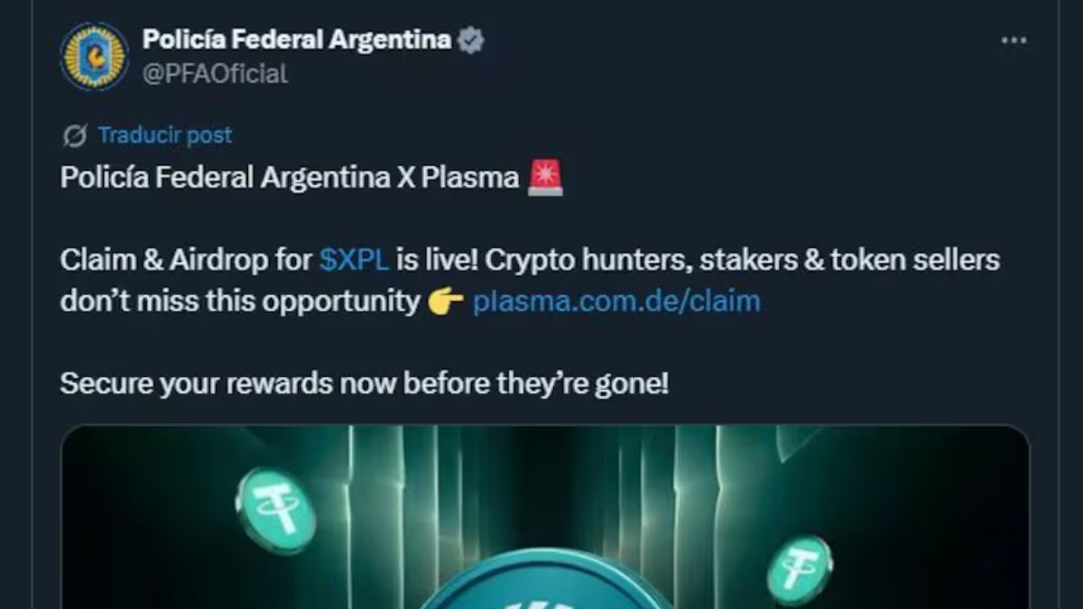 Una de las tres publicaciónes que realizaron hackers para promocionar una estafa virtual en la cuenta oficial de la Policía Federal.