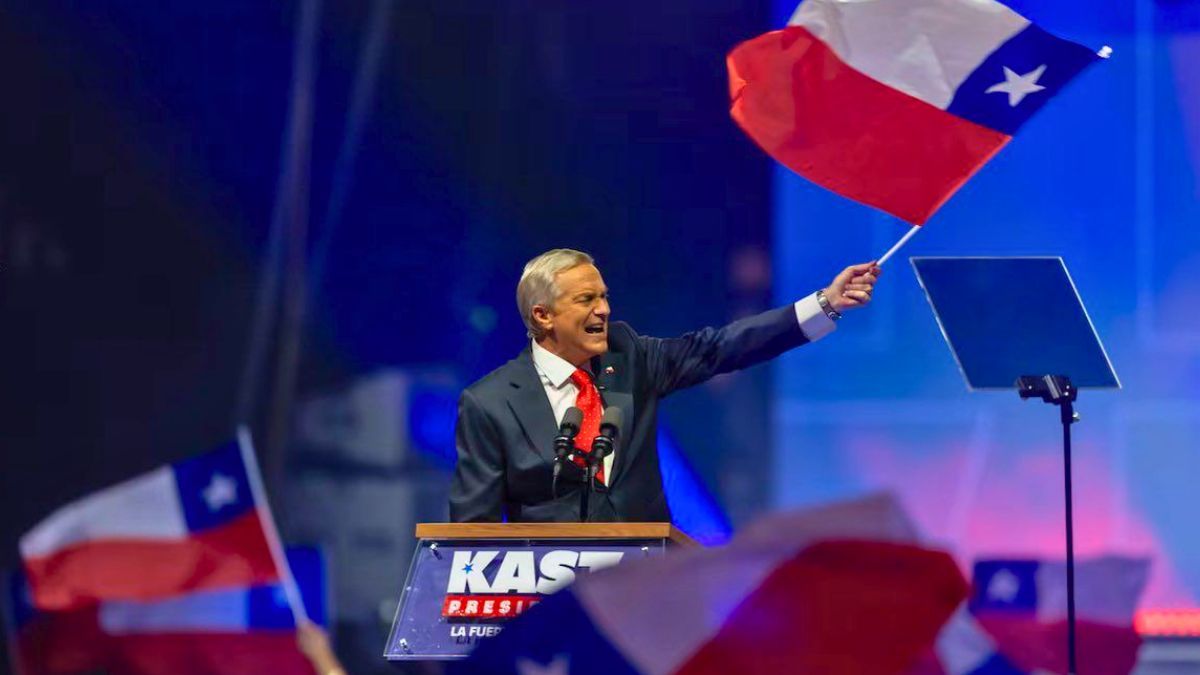José Antonio Kast durante los festejos en Santiago de Chile. José Antonio Kast durante los festejos en Santiago de Chile.