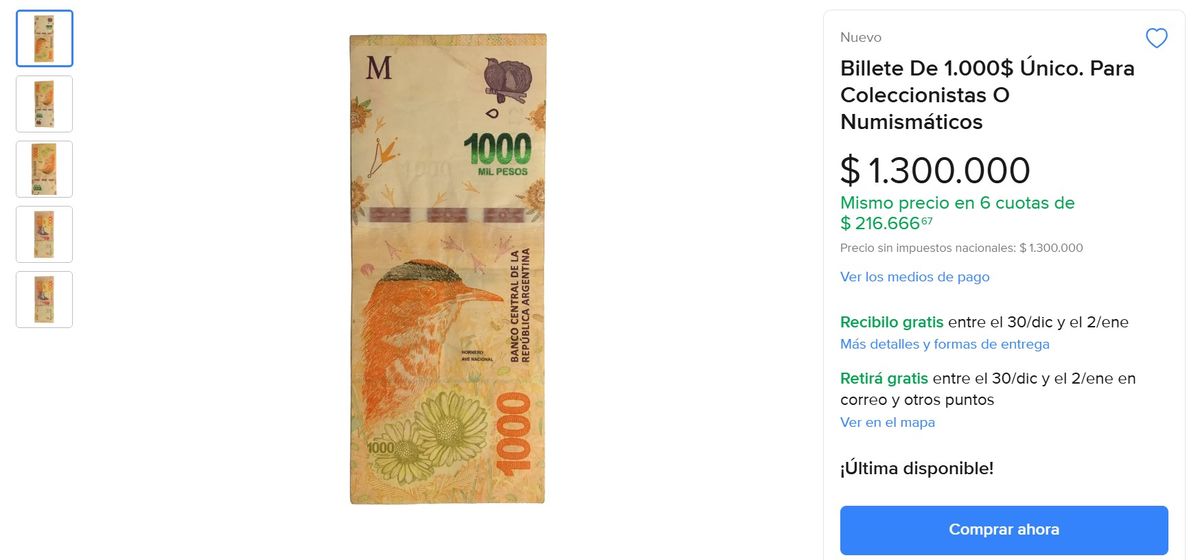 Este billete de $1.000 tiene un valor de $1.300.000, seg&uacute;n especialistas en numism&aacute;tica.