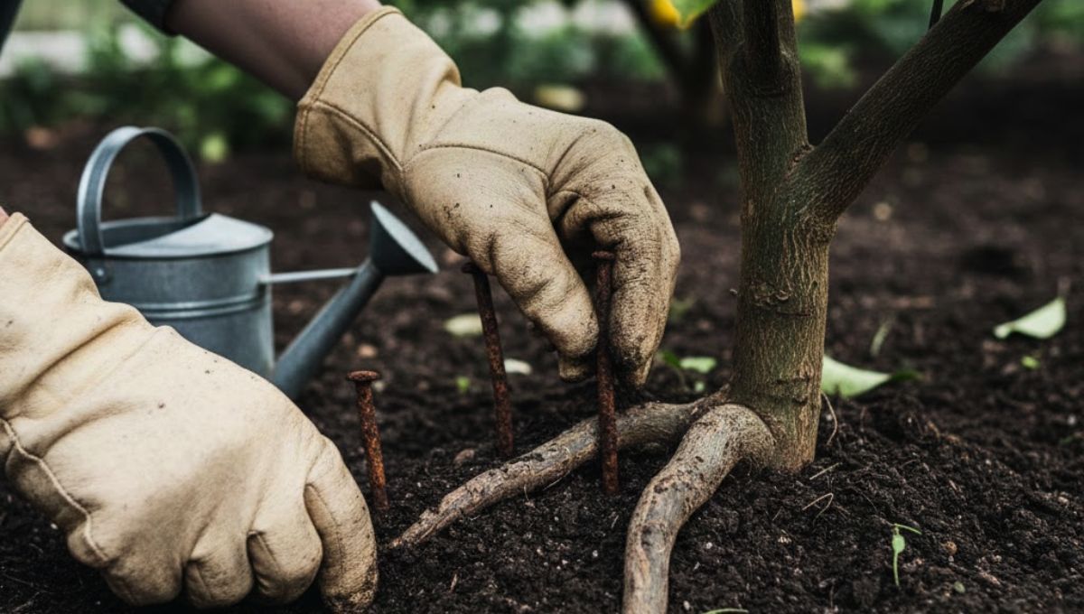 Colocar clavos oxidados en la tierra del limonero: por qué recomiendan hacerlo
