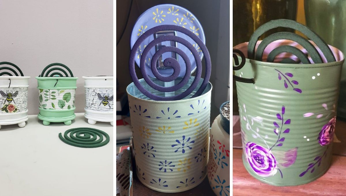 Porta espirales con latas de conservas recicladas.&nbsp;