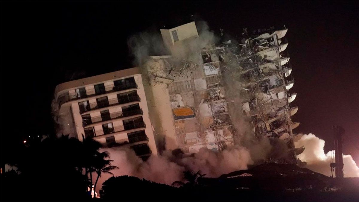 Derrumbe en Miami: tiraron la parte que quedaba del edificio