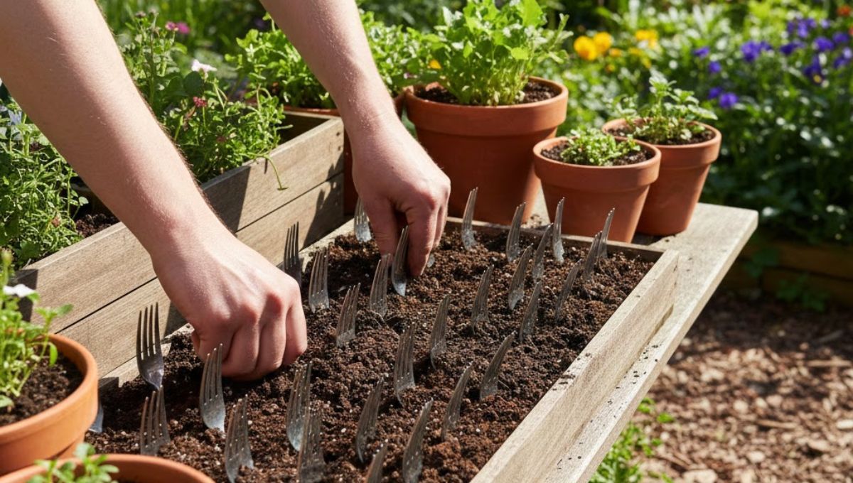 Clavar tenedores en la tierra de las plantas: por qué recomiendan hacerlo y para qué sirve