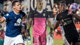 Alex Arce (Independiente Rivadavia), Brian Olivera (Gimnasia y Esgrima) y Marcelo Herrera (Deportivo Maipú).