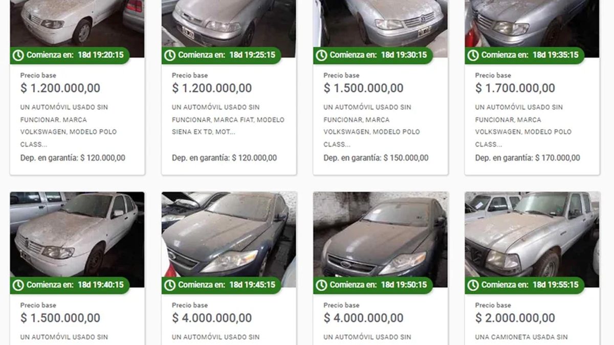 Autos de la AFIP serán rematados online.