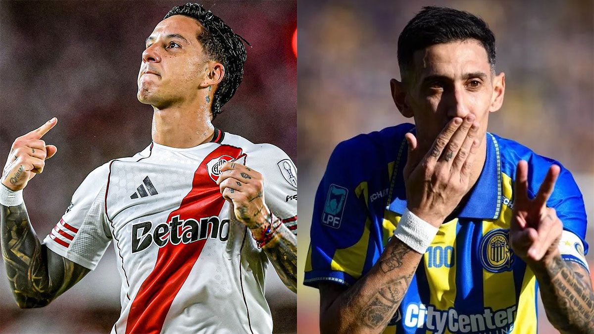 Sebastián Driussi y Ángel Di María, referentes de River y Central.