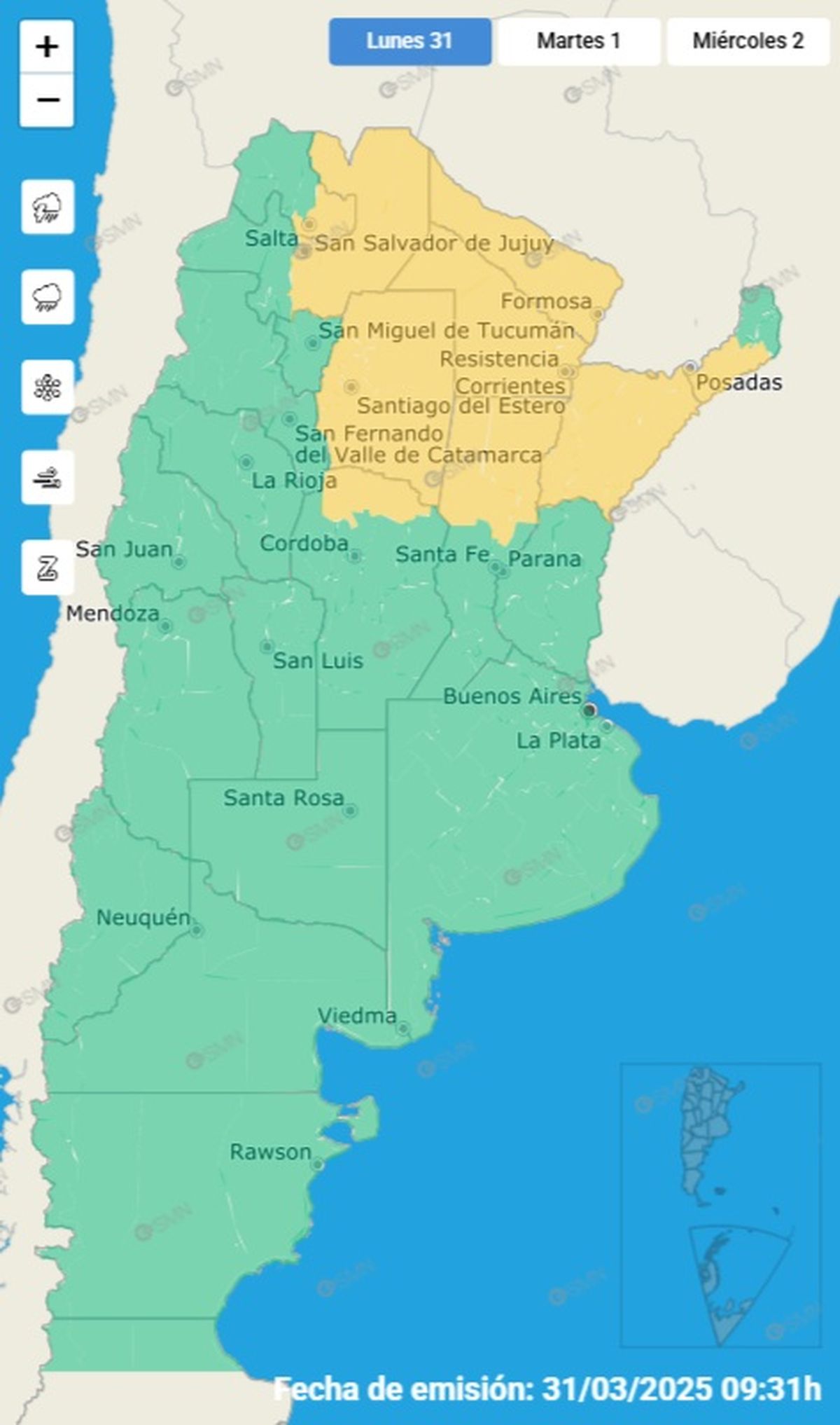 Estas son las provincias que se verán afectadas Estas son las provincias que se verán afectadas
