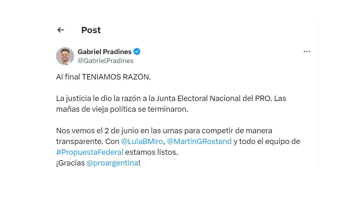 El tuit del senador Pradines. El tuit del senador Pradines. 