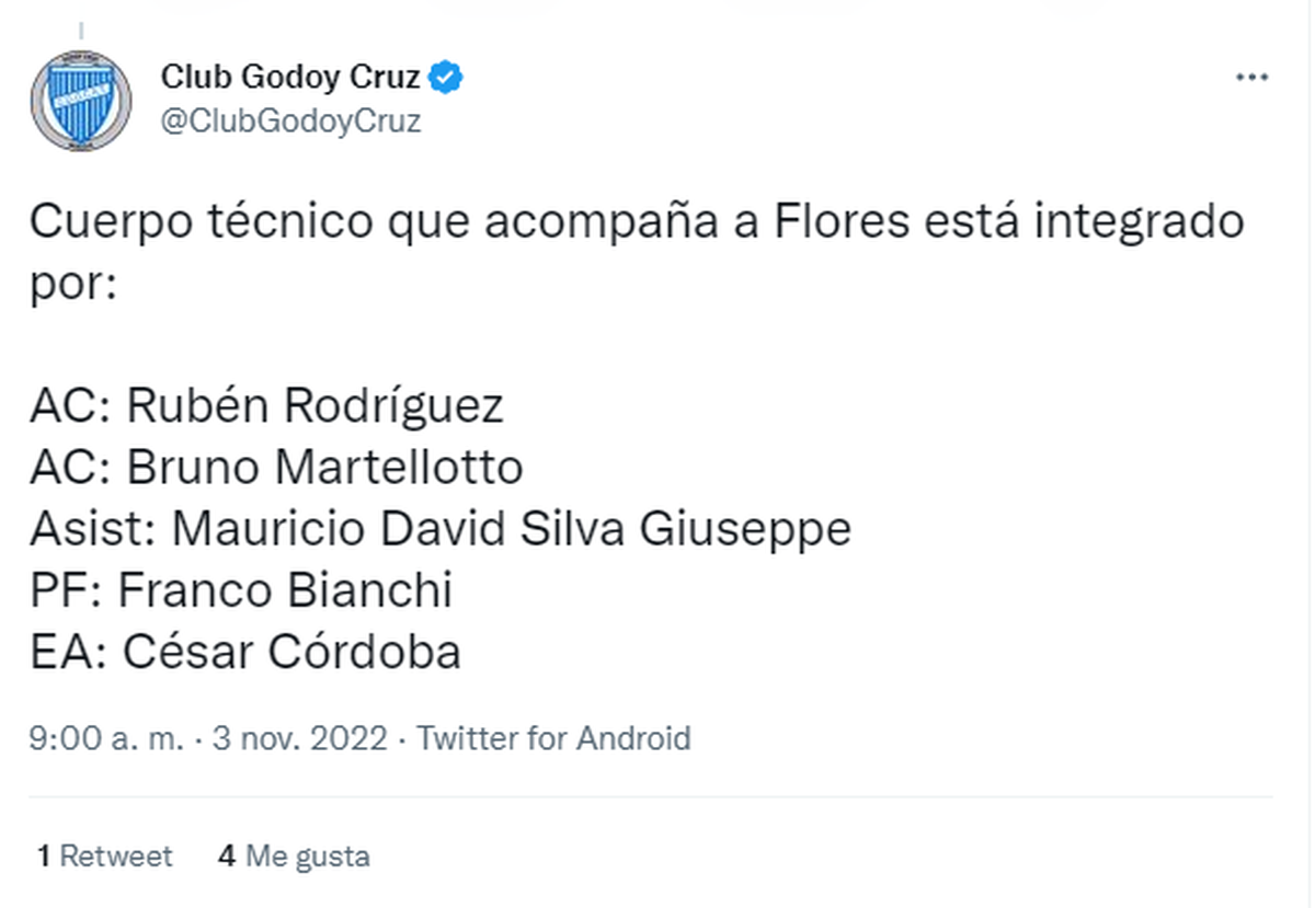 Así estará conformado el cuerpo técnico de Diego Flores en su regreso al Expreso.