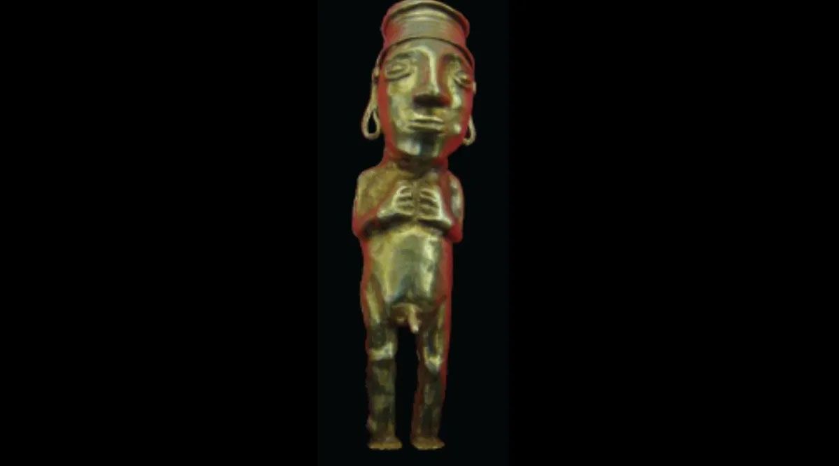 Varias figuras de oro fueron encontradas como ajuar del sacrificio del niño en el Aconcagua en el año 1500. Varias figuras de oro fueron encontradas como ajuar del sacrificio del niño en el Aconcagua en el año 1500.