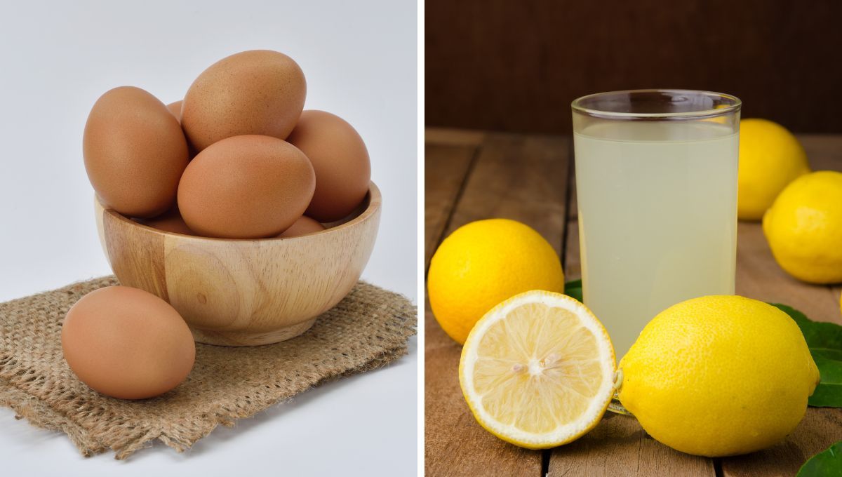 Clara de huevo y jugo de limón. Clara de huevo y jugo de limón. 