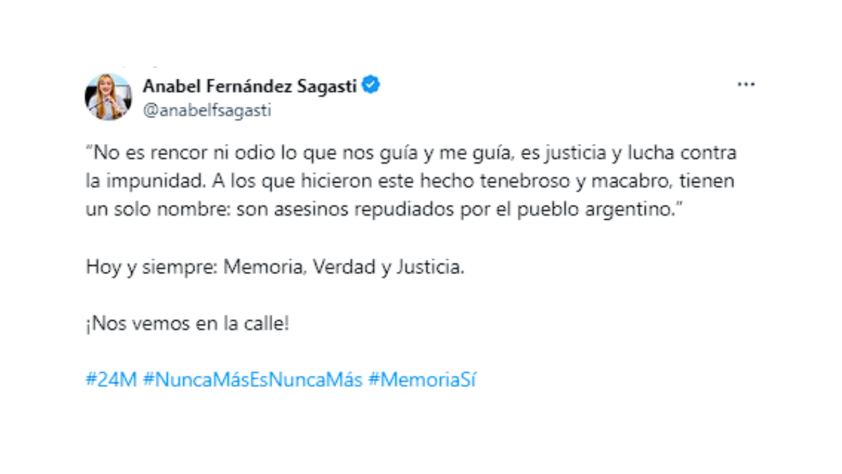 Inspirada en las palabras del ex presidente Anabel Fernández Sagasti posteo en su cuenta de X. Inspirada en las palabras del ex presidente Anabel Fernández Sagasti posteo en su cuenta de X.