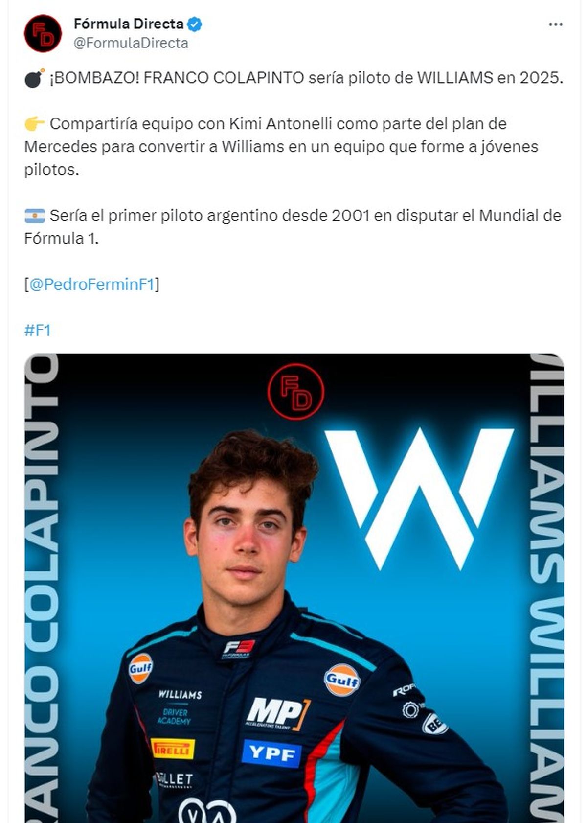 Por Qué Franco Colapinto Podría Correr En La Fórmula 1 Con Williams En 2025