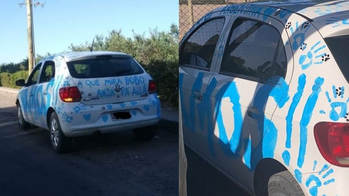 Un auto de Mendoza es noticia por sus pintadas con frases a favor de la Selección argentina y Lionel Messi