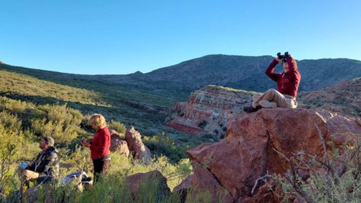Los censistas en plena acción en las áreas protegidas de Mendoa.
