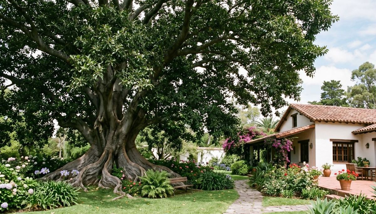 Este árbol requiere mucho espacio para crecer. Imagen: generada por IA Gemini.