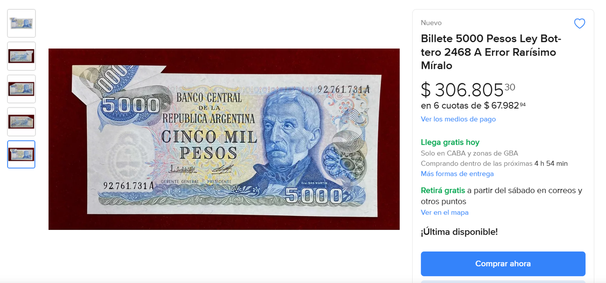 El billete argentino de cinco pesos que puede darte más de $300.000: a qué se debe El billete argentino de cinco pesos que puede darte más de $300.000: a qué se debe
