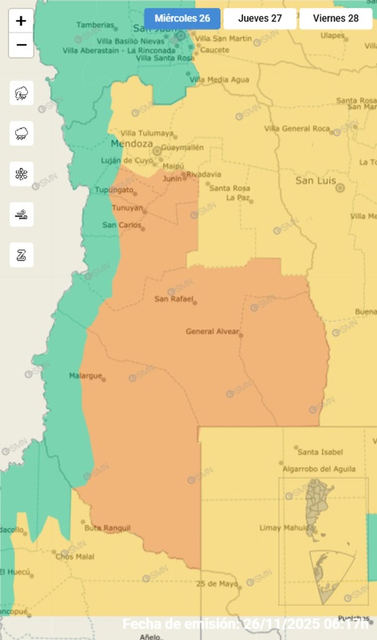 Estas son las provincias en alerta por las fuertes tormentas.