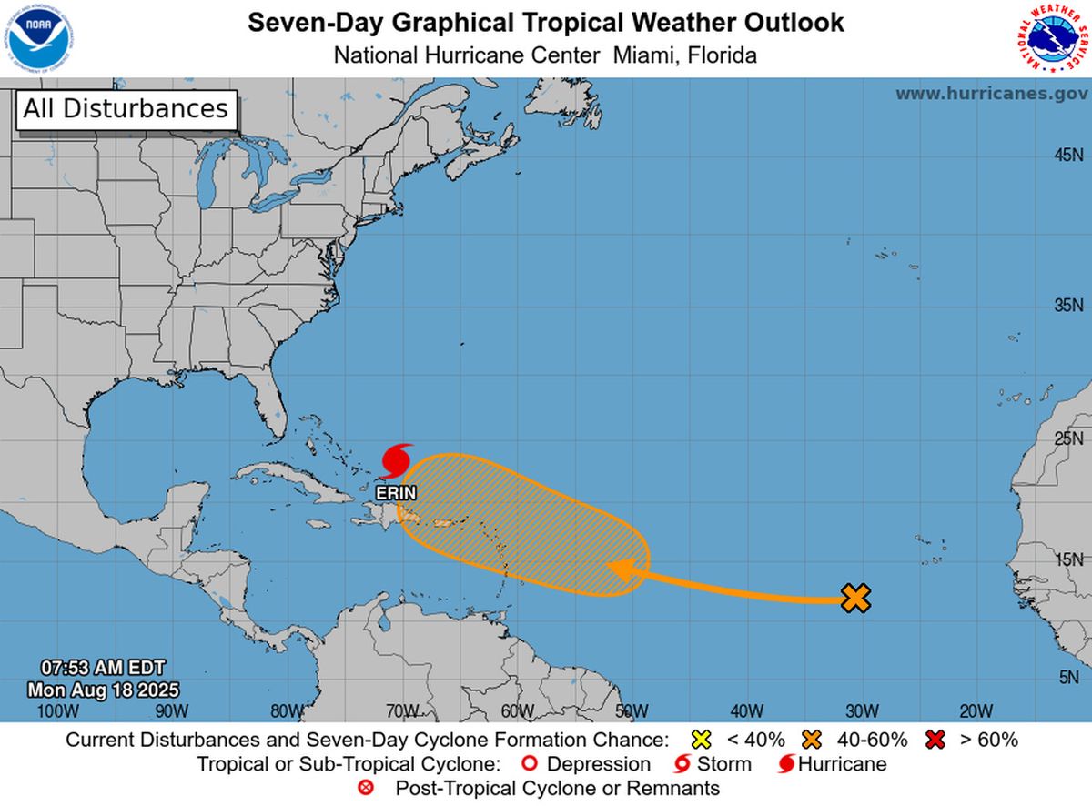Pronostican la formación de una depresión tropical en el Atlántico. Crédito: NOAA. Pronostican la formación de una depresión tropical en el Atlántico. Crédito: NOAA.