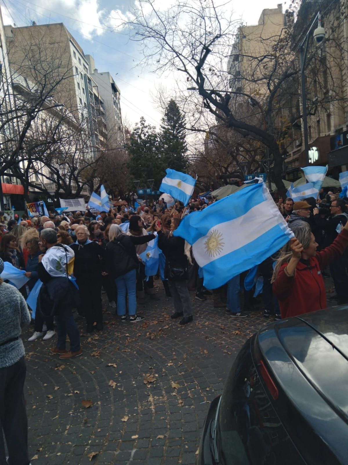 En Mendoza, el banderazo se realizó en San Martín y Peatonal Sarmiento.