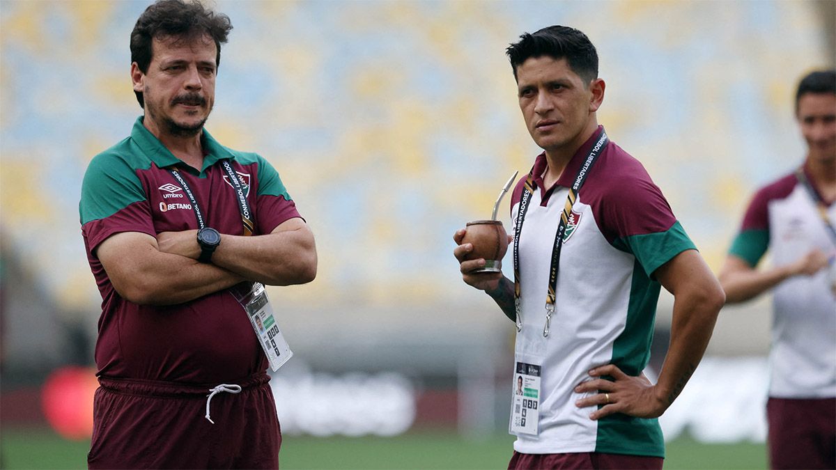 El técnico del Fluminense, Fernando Diniz y el delantero argentino Germán Cano. El técnico del Fluminense, Fernando Diniz y el delantero argentino Germán Cano.