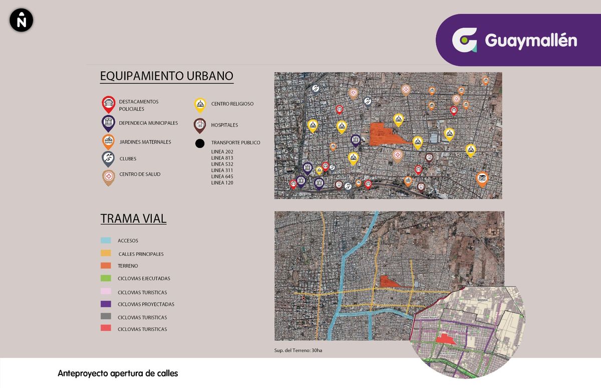 El mapa muestra la proyección de los terrenos con desarrollo inmobiliario y urbanístico para los alrededores del espacio Le Parc. El mapa muestra la proyección de los terrenos con desarrollo inmobiliario y urbanístico para los alrededores del espacio Le Parc.