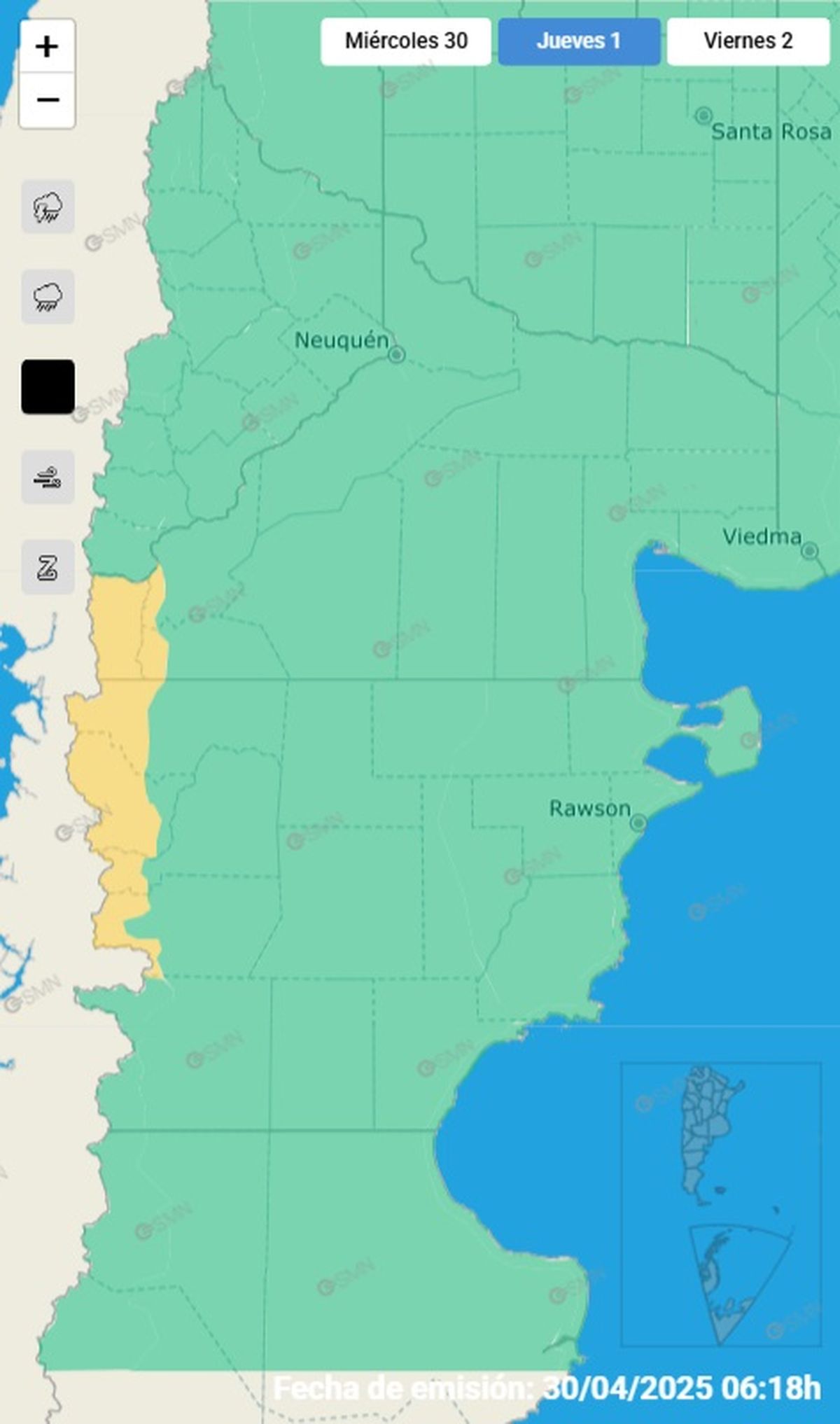 Estas son las provincias afectadas por el alerta Estas son las provincias afectadas por el alerta