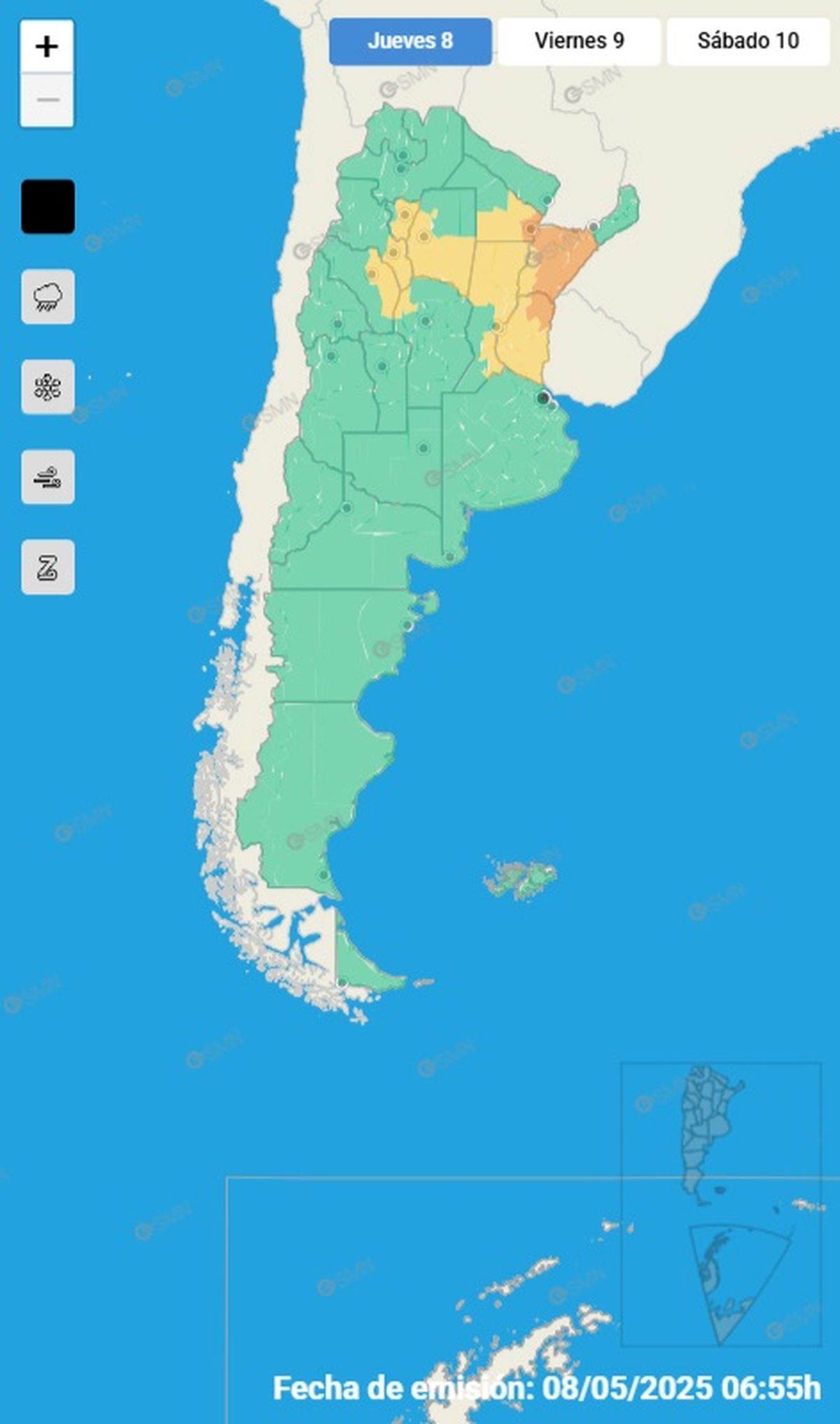 Estas provincias se encuentran en alerta Estas provincias se encuentran en alerta