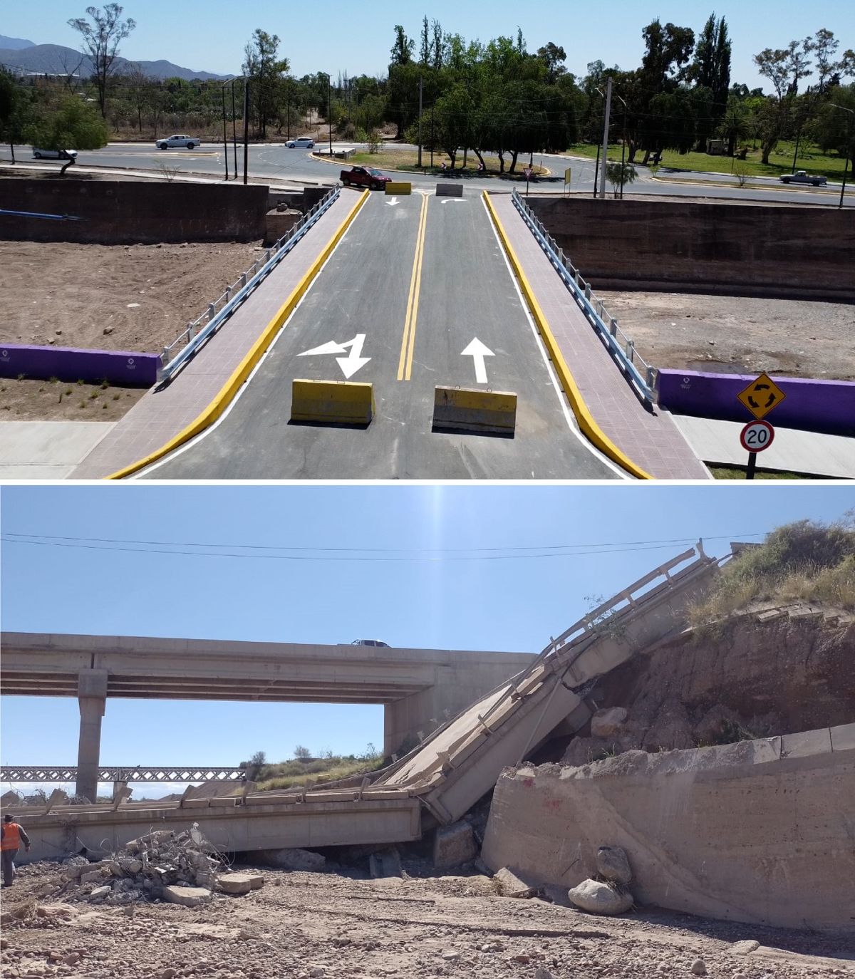 Los puentes. El de Godoy Cruz, terminado. El de la ruta 40, no.