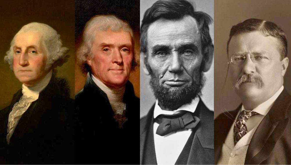 George Washington, Thomas Jefferson, Abraham Lincoln, Theodore Roosevelt. George Washington, Thomas Jefferson, Abraham Lincoln, Theodore Roosevelt.