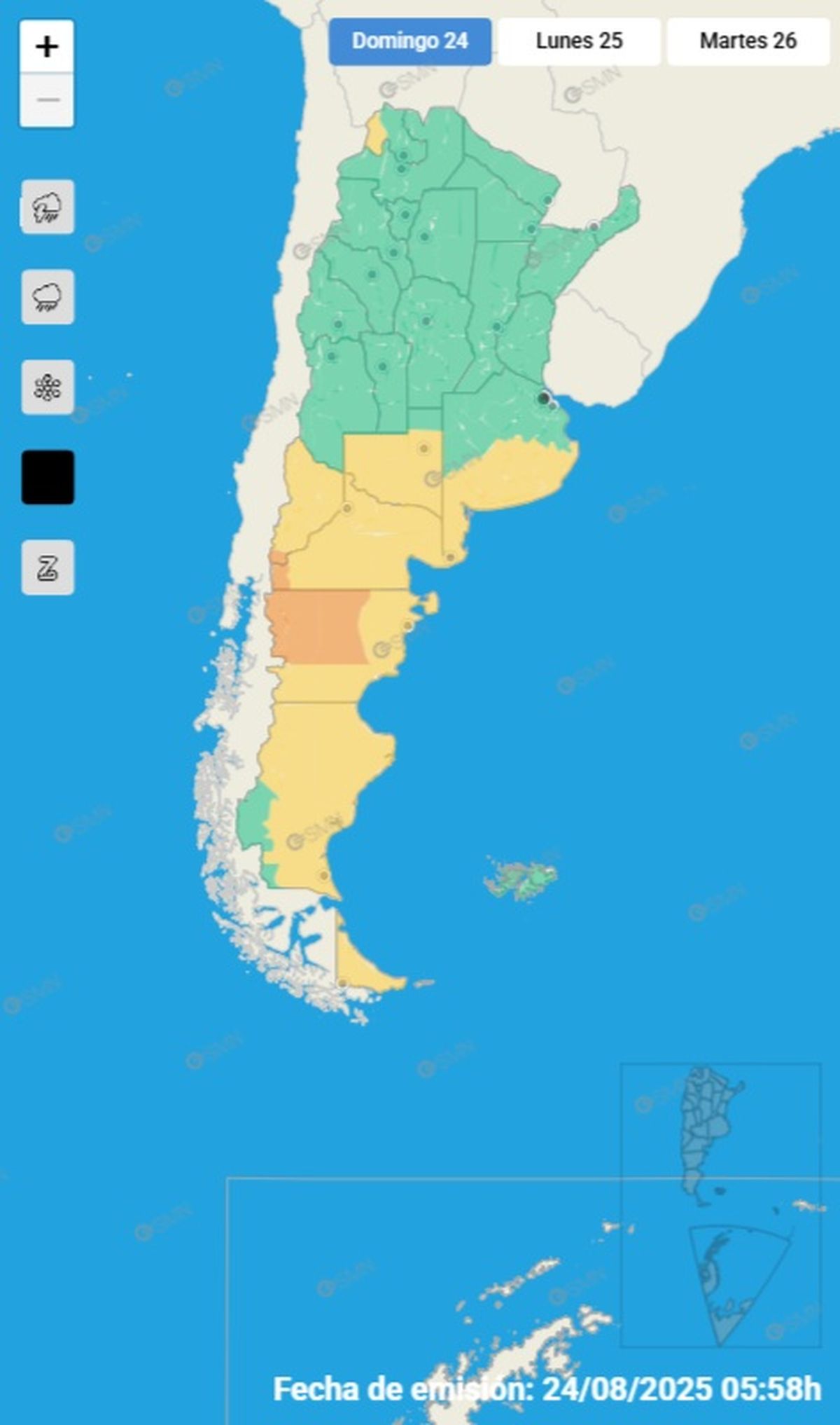 Estas son las zonas afectadas este domingo Estas son las zonas afectadas este domingo