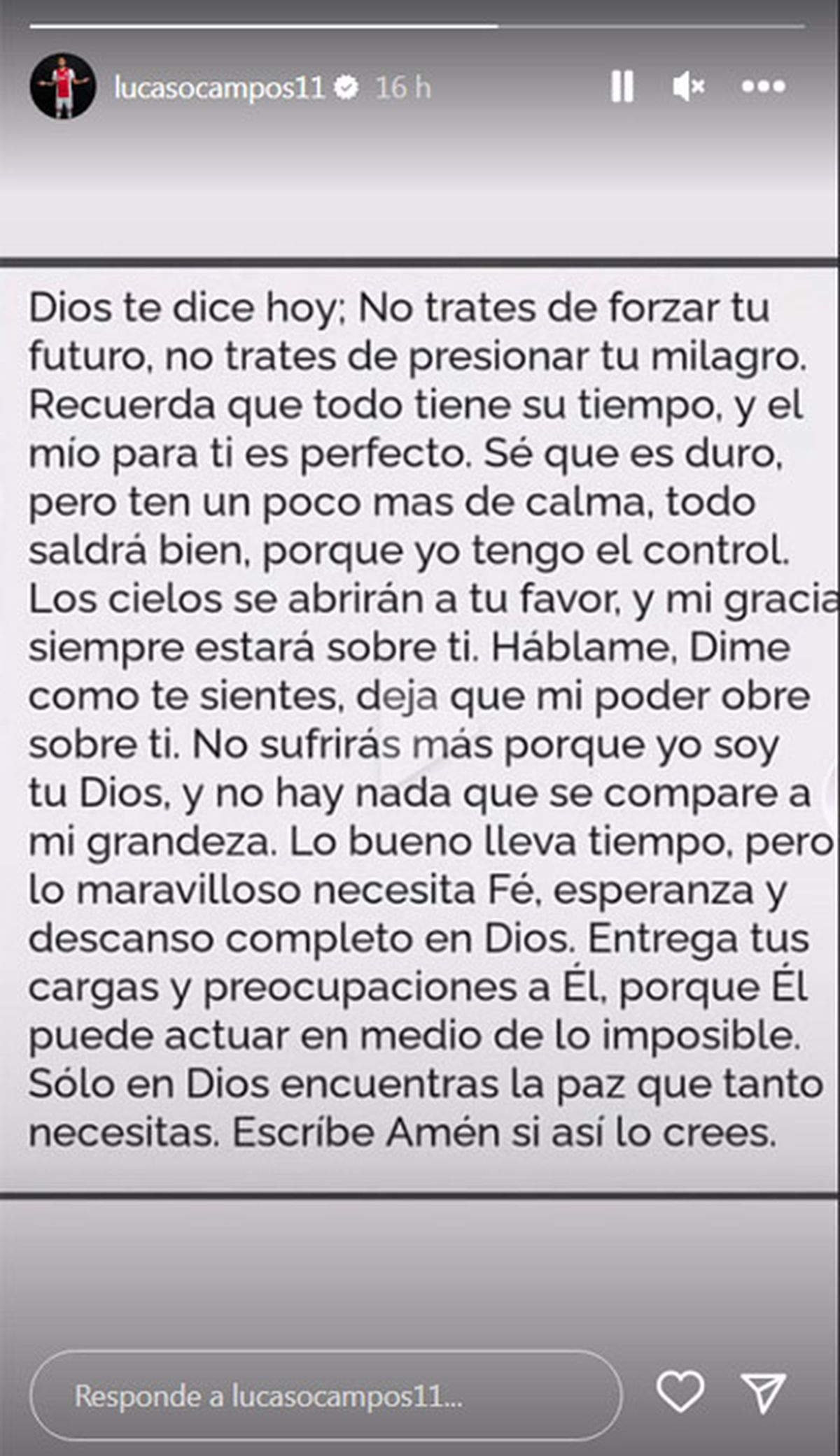 Lucas Ocampos y su publicación en su cuenta de Instagram, tras quedarse afuera del Mundial Qatar 2022.