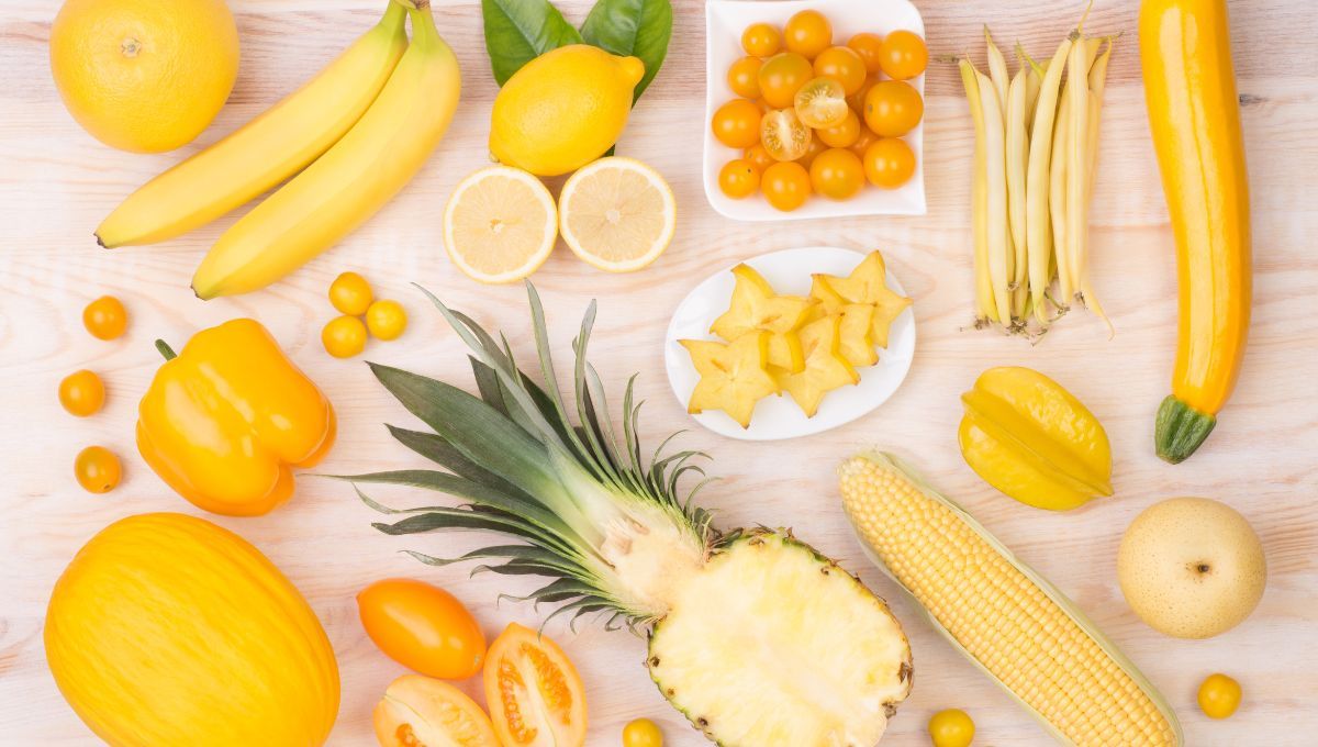 Frutas y verduras de color amarillo. Frutas y verduras de color amarillo. 