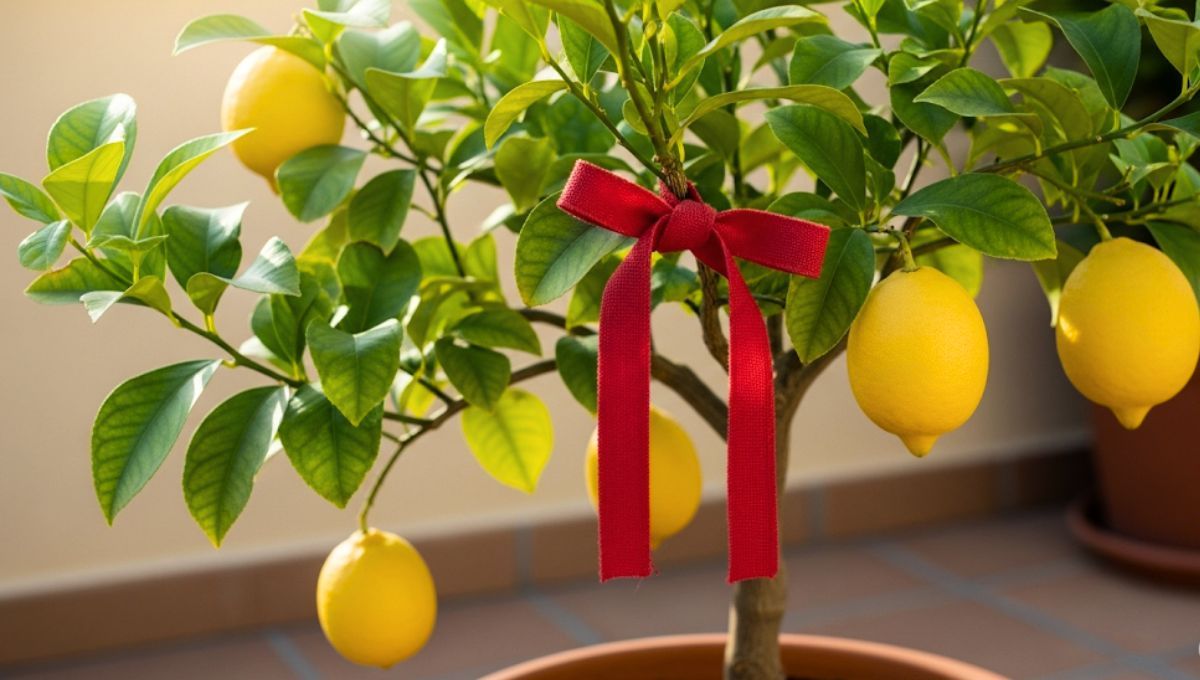 Colocar una cinta roja puede ser beneficioso en tu árbol limonero
