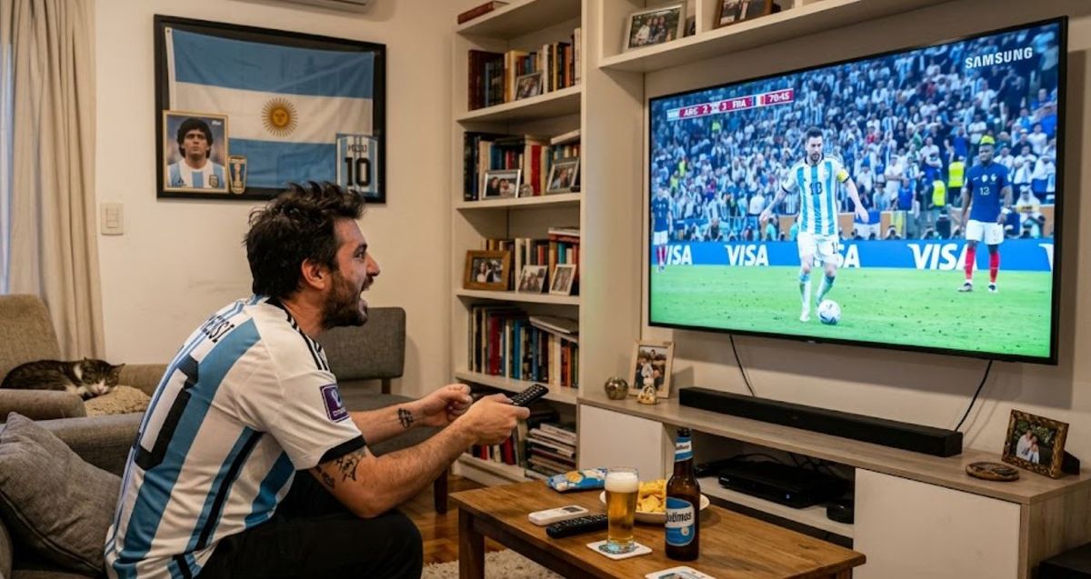 Se viene el Mundial y muchos argentinos sueñan con cambiar el televisor para disfrutar de lo mejor del fútbol. Imagen ilustrativa IA.&nbsp;