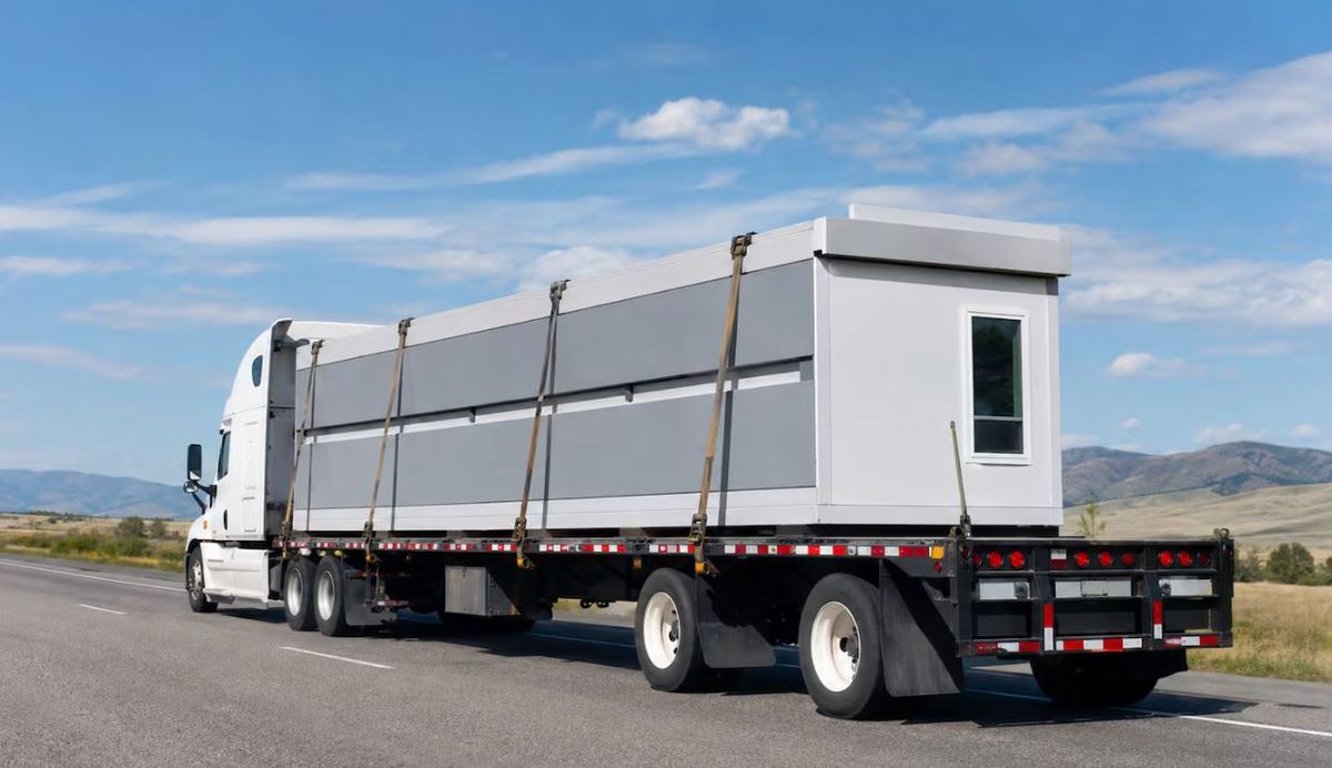 La casa plegable se transporta como se hace con las cajas y se monta en el terreno en minutos. Imagen ilustrativa. 