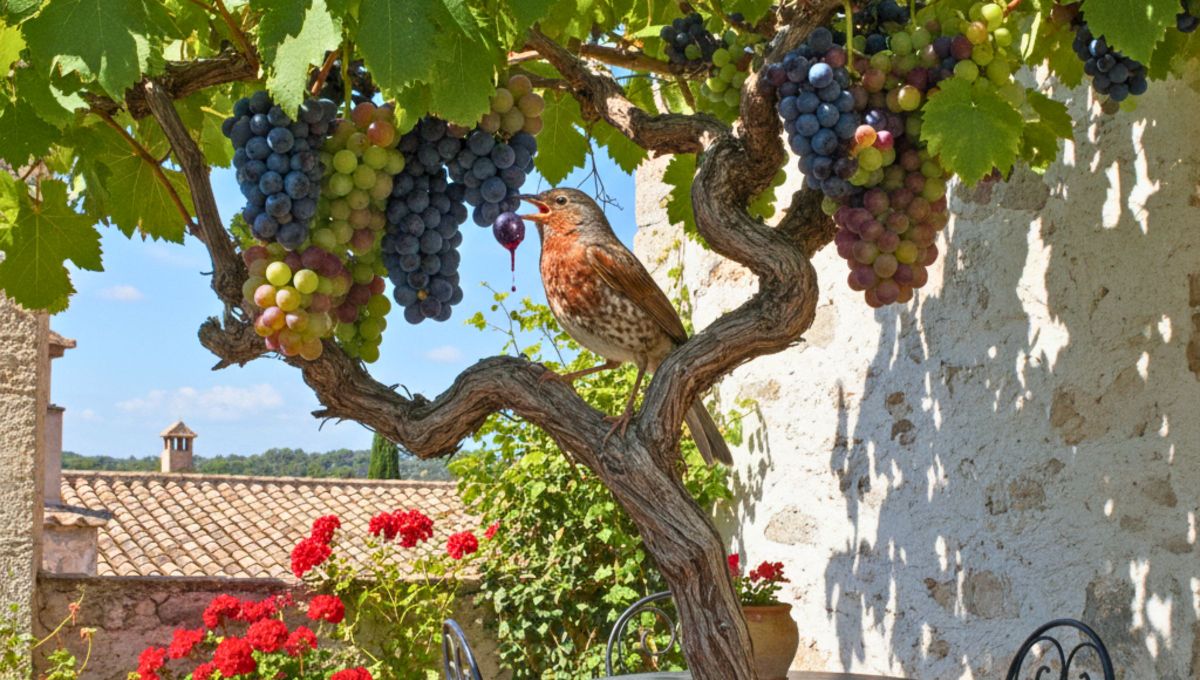 Evitá que los pájaros se coman las uvas de tu parra en verano usando tiras de papel aluminio