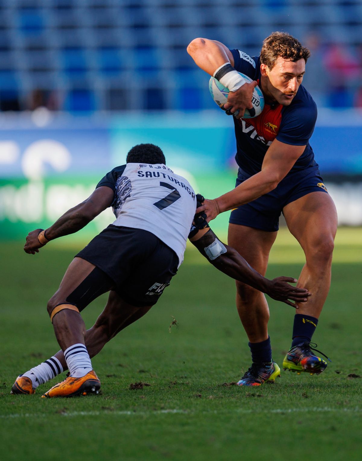 Rodrigo Isgró durante la victoria ante Fiji que aseguró el quinto puesto de Los Pumas 7s en Los Ángeles Rodrigo Isgró durante la victoria ante Fiji que aseguró el quinto puesto de Los Pumas 7s en Los Ángeles