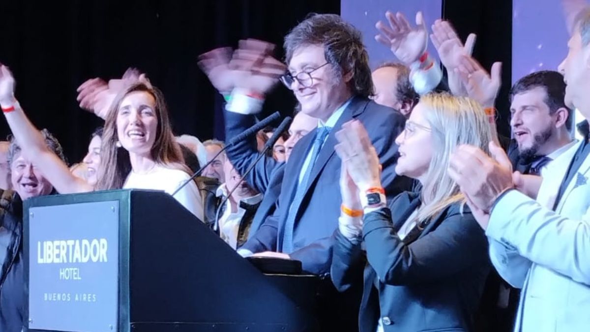 Javier Milei tras conocer los resultados de las elecciones 2023.