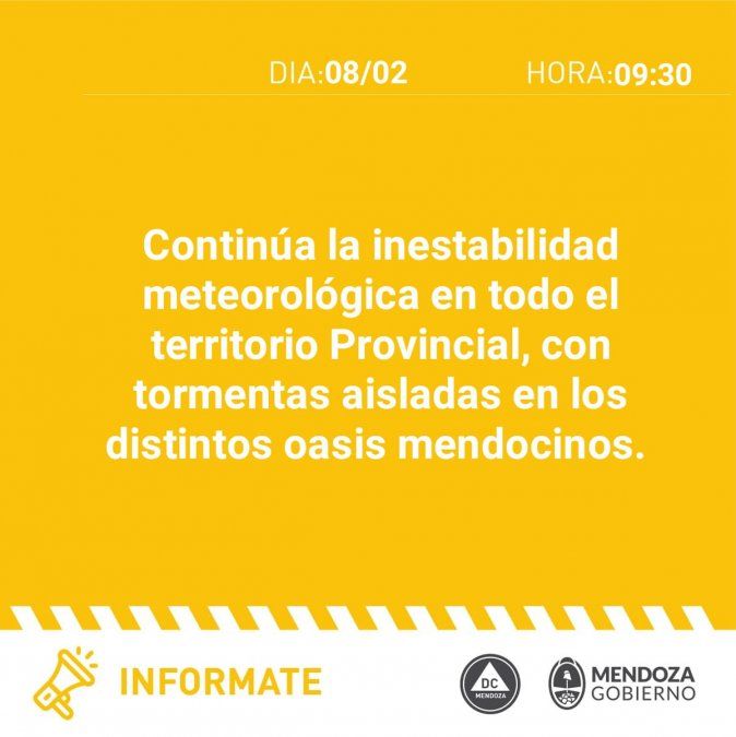 Defensa Civil en Mendoza advierte sobre la posibilidad de tormentas y precipitaciones en la provincia 